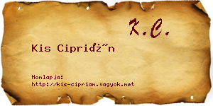 Kis Ciprián névjegykártya